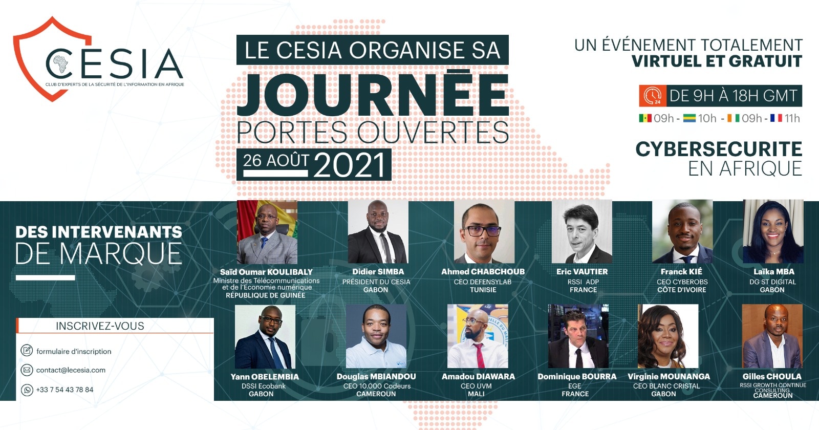 10.000 Codeurs partenaire des « Journées Portes Ouvertes » du Club des Experts de la Sécurité de l’Information en Afrique (CESIA) 26 Août 2021