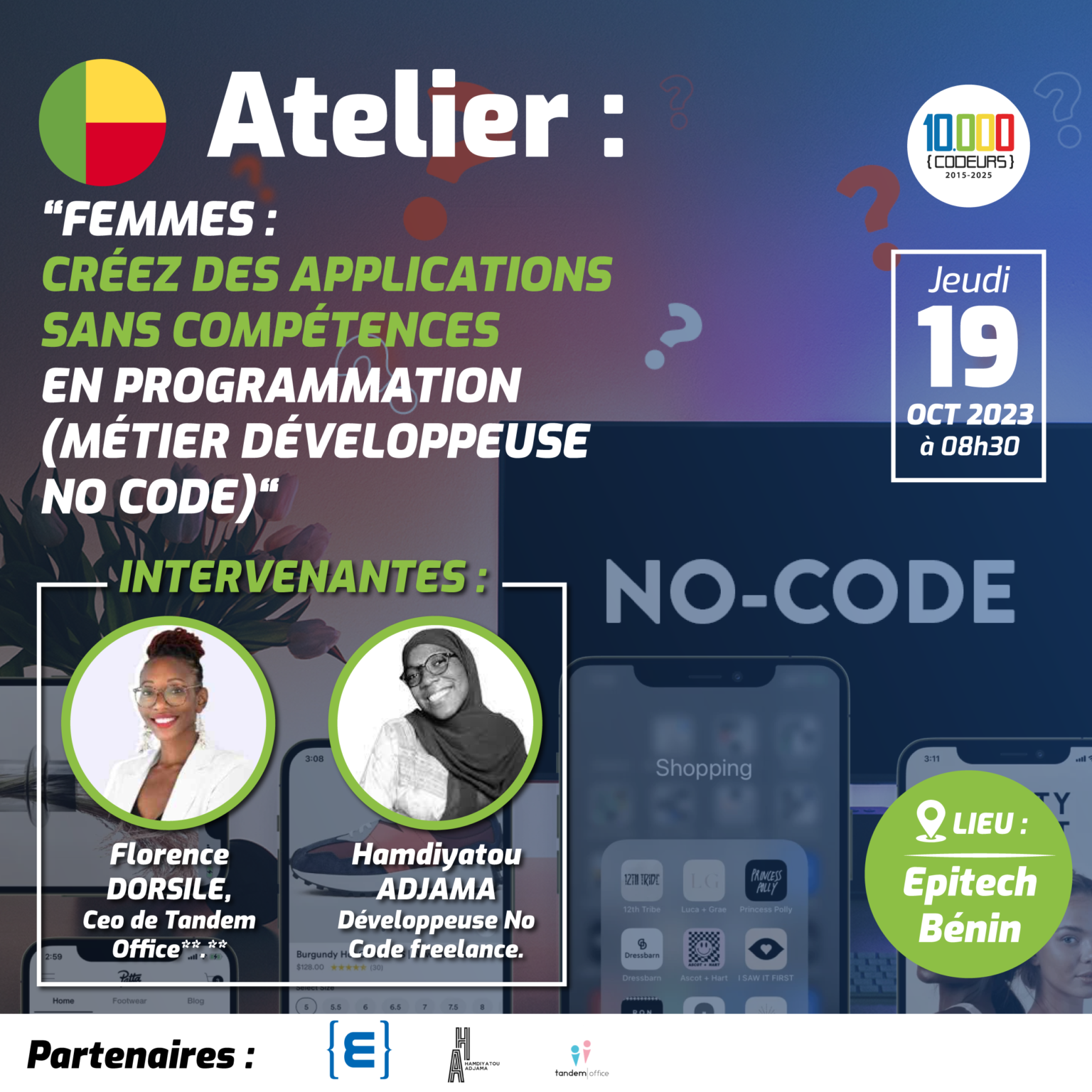 Présentation Atelier NO CODE « Découverte métier Développeuse NO CODE » du forum 10.000 Codeurs