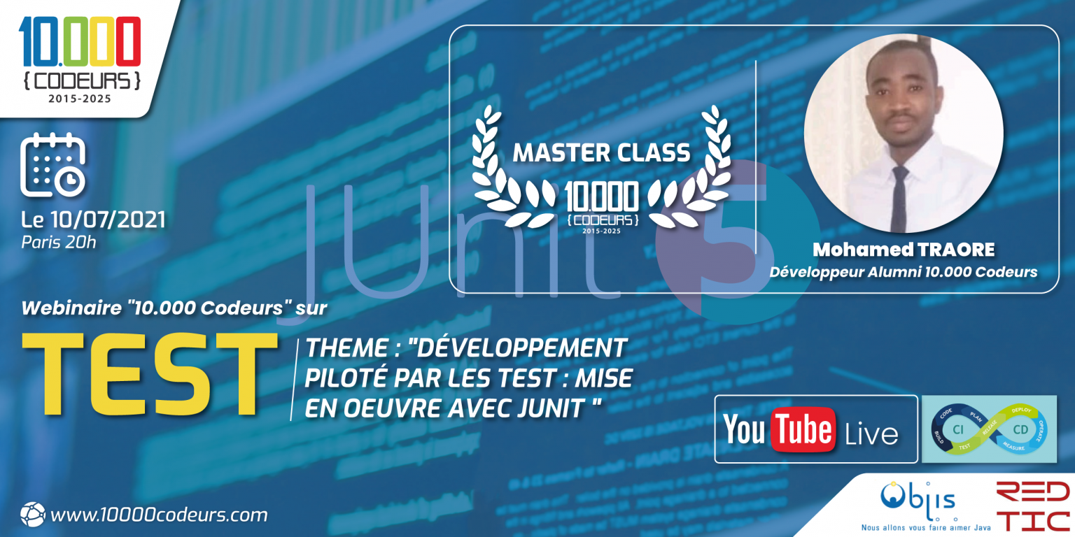 MASTERCLASS: Développement piloté par les TEST : mise en oeuvre avec JUnit