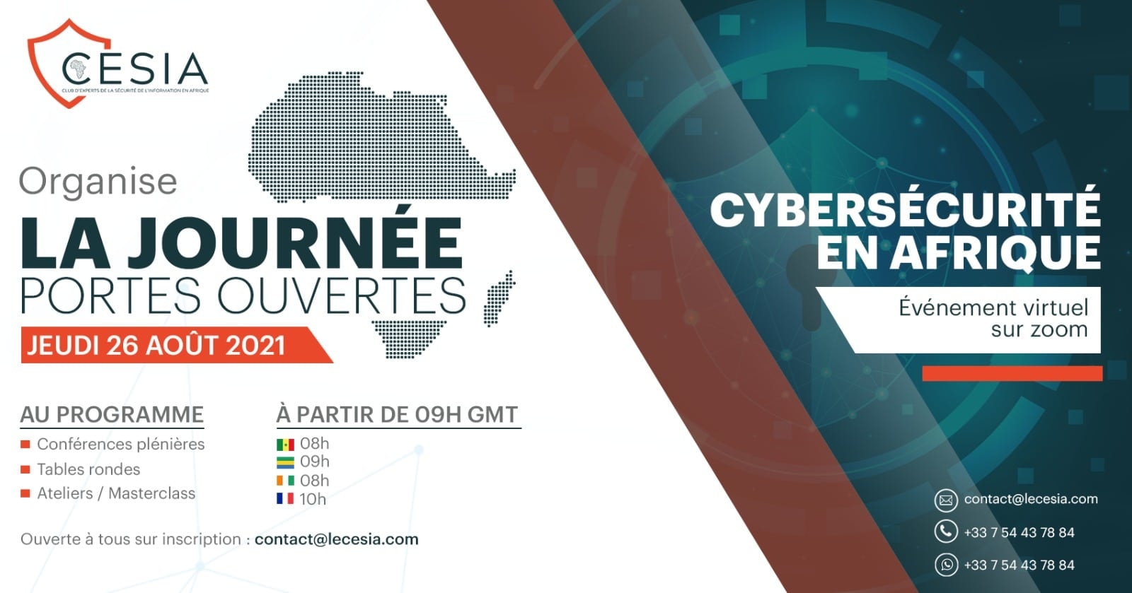 10.000 Codeurs partenaire des « Journées Portes Ouvertes » du Club des Experts de la Sécurité de l’Information en Afrique (CESIA) 26 Août 2021