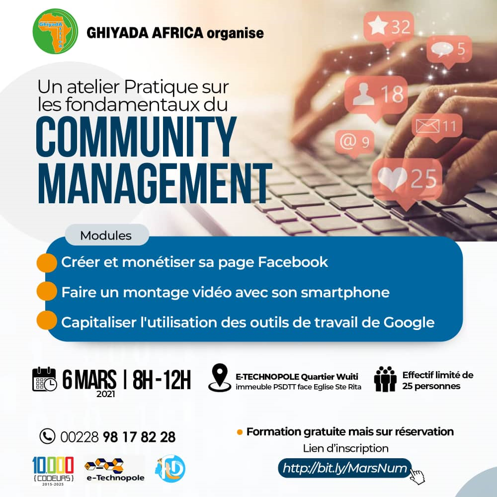 TOGO : « 10.000 Codeurs » partenaire d’une Initiation au COMMUNITY MANAGEMENT