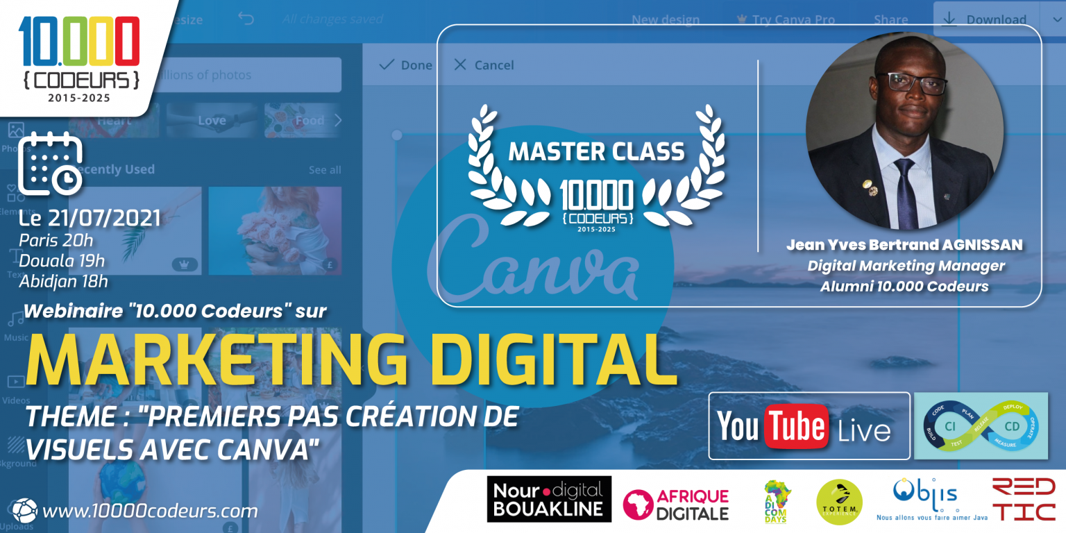 MASTERCLASS « Premiers pas création de visuel avec l’outil CANVA » par Jean-Yves AGNISSAN
